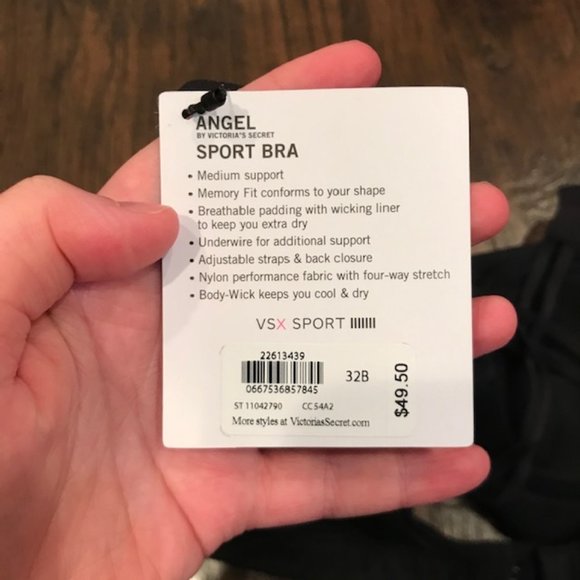 NWT Victoria’s Secret Angel black sports bra 32B - Picture 6 of 6